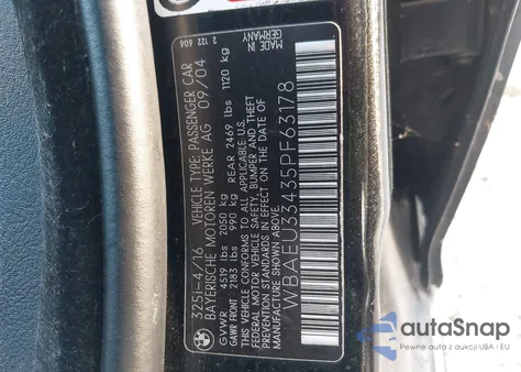 2005 BMW 325 Xi из США, поврежденный, VIN WBAEU33435PF63178